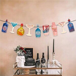 Pre-Strung Halloween Party Bar Decorations Horror Banner For Adults, Boos